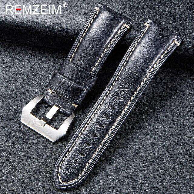 New Arrive Genuine Leather Strap 20 22 24 26mm Italian Imported High Quality Leather Sports Rough Thick Strap for Men Watch
