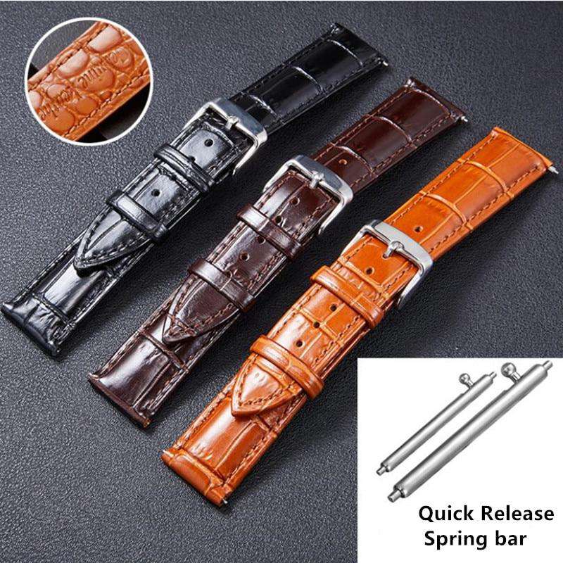 Italian Vintage Genuine Leather Watchband 22mm for Samsung Gear S3 Galaxy Watch 46mm Quick Release Band Steel Buckle Wrist Strap
