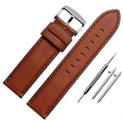 Italian leather watch belt Straight End Watch Band Women 4 Color Strap High Quality Leather Men's vintage watch chain 20 22mm - Gustobene