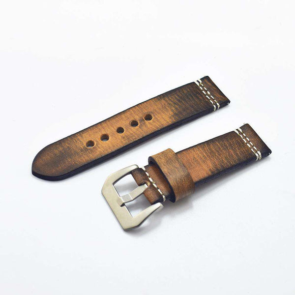20mm 22mm 24mm 26mm Handmade Italian Brown Vintage Genuine Leather Watch Band Strap for pan Men Watchband Strap for PAM - Gustobene