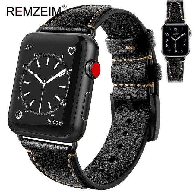 Italian oil wax leather strap for apple watch band 42 38mm Genuine leather watchband for iwatch 44 40mm 5/4/3/2/1 bracelet