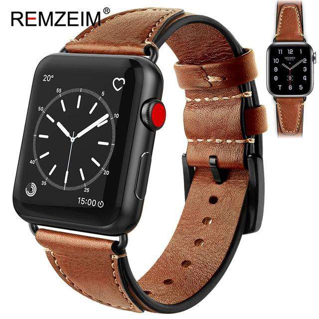 Italian oil wax leather strap for apple watch band 42 38mm Genuine leather watchband for iwatch 44 40mm 5/4/3/2/1 bracelet