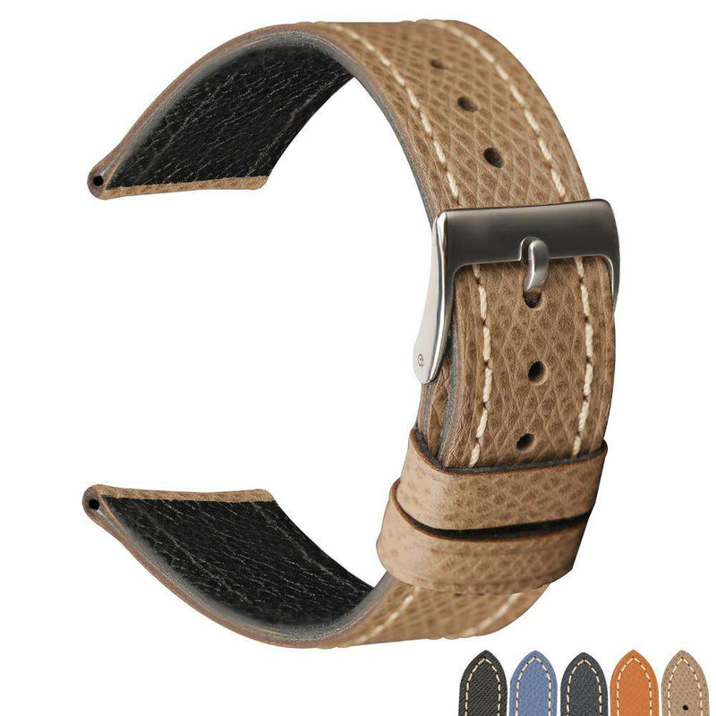 Italian palm pattern leather watchband 18 19 20MM, epsom leather and men's leather strap, retro leather strap - Gustobene
