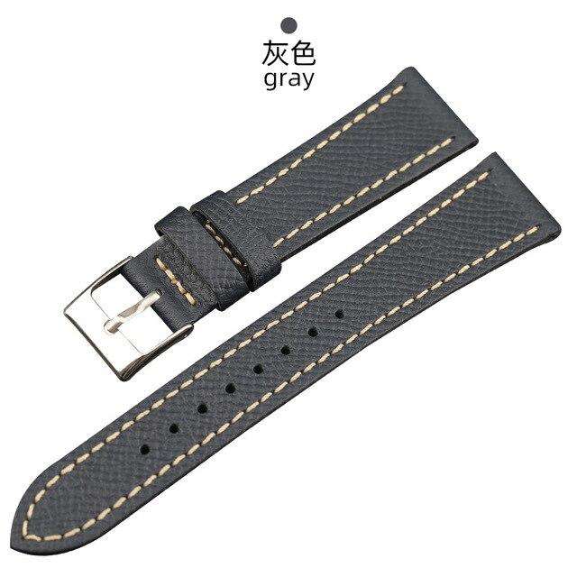 Italian palm pattern leather watchband 18 19 20MM, epsom leather and men's leather strap, retro leather strap