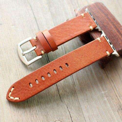 Italian Handmade Adapted watch4 5 For Apple Leather Watch Strap 42MM 44 Soft Skeleton-Skin Cattle - Gustobene