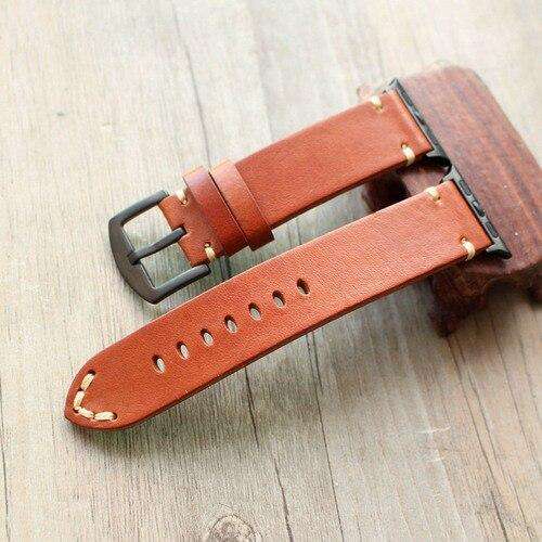Italian Handmade Adapted watch4 5 For Apple Leather Watch Strap 42MM 44 Soft Skeleton-Skin Cattle - Gustobene