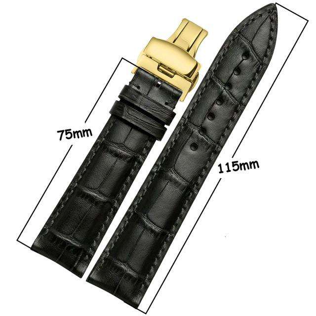 iStrap Fashion  Italian Calf Leather Watchbands Soft Hand Stitched S/S Butterfly Clasp Bracelet  Durable for Tissot IWC Casio - Gustobene