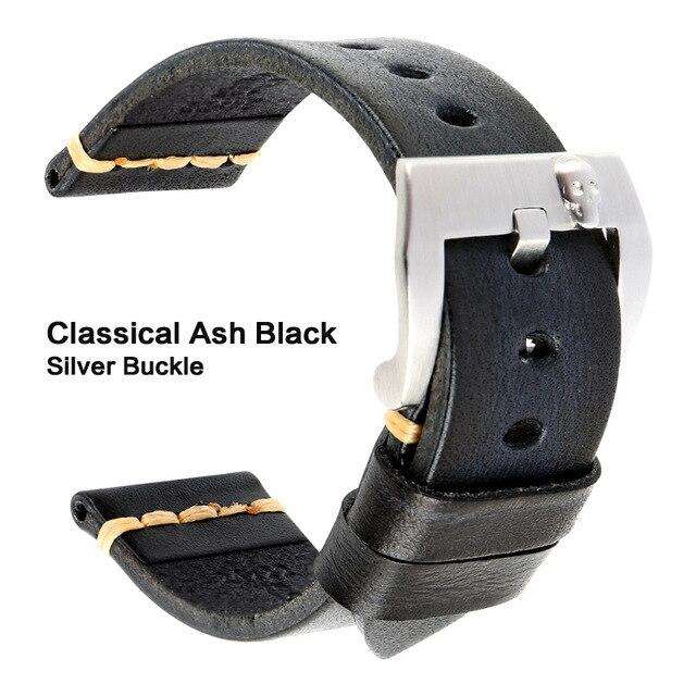 MAIKES Genuine Leather Watch band Vintage Italian Cow Leather Watchband 20mm 22mm 24mm For Longines Tudor Rolex Watch Strap