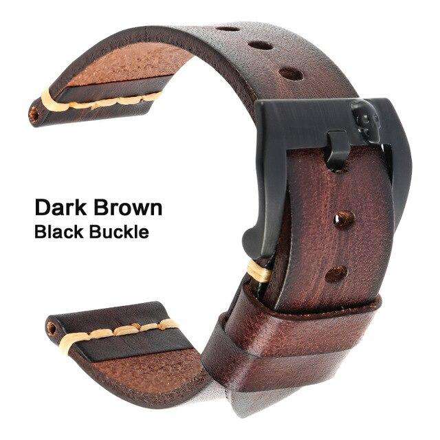 MAIKES Genuine Leather Watch band Vintage Italian Cow Leather Watchband 20mm 22mm 24mm For Longines Tudor Rolex Watch Strap