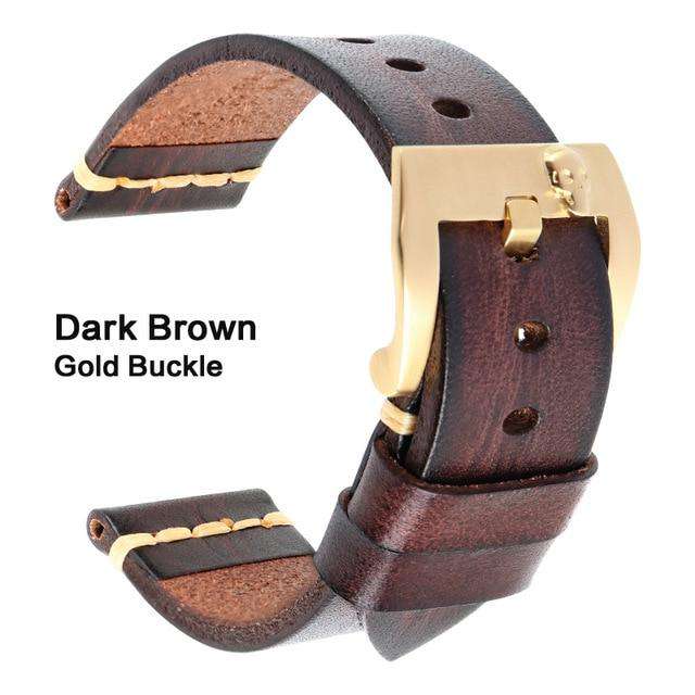 MAIKES Genuine Leather Watch band Vintage Italian Cow Leather Watchband 20mm 22mm 24mm For Longines Tudor Rolex Watch Strap