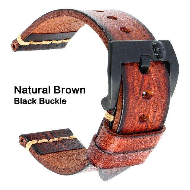 MAIKES Genuine Leather Watch band Vintage Italian Cow Leather Watchband 20mm 22mm 24mm For Longines Tudor Rolex Watch Strap