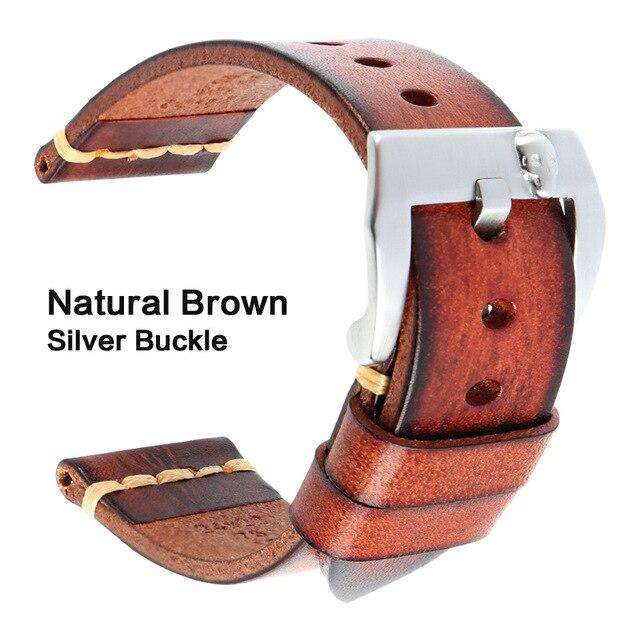 MAIKES Genuine Leather Watch band Vintage Italian Cow Leather Watchband 20mm 22mm 24mm For Longines Tudor Rolex Watch Strap