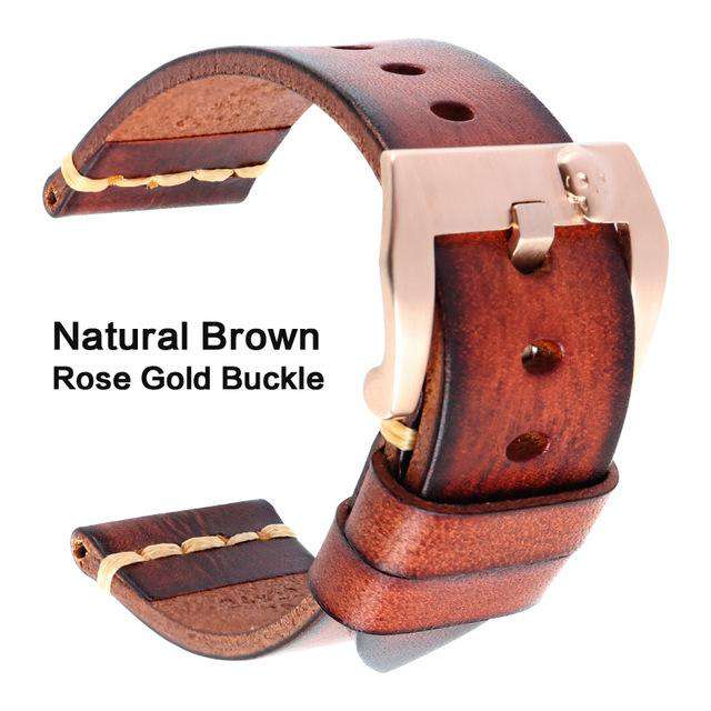MAIKES Genuine Leather Watch band Vintage Italian Cow Leather Watchband 20mm 22mm 24mm For Longines Tudor Rolex Watch Strap