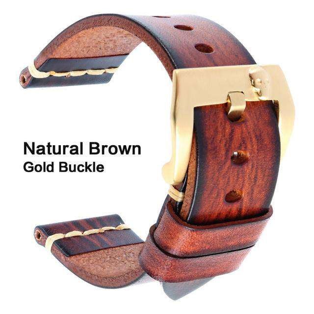 MAIKES Genuine Leather Watch band Vintage Italian Cow Leather Watchband 20mm 22mm 24mm For Longines Tudor Rolex Watch Strap