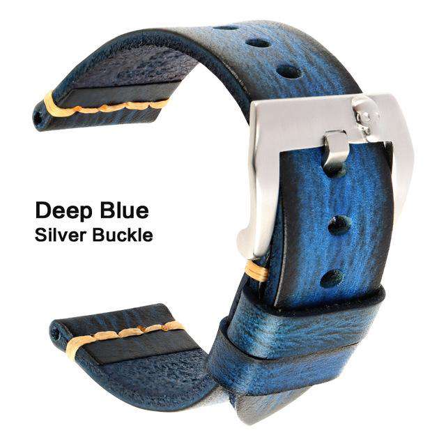 MAIKES Genuine Leather Watch band Vintage Italian Cow Leather Watchband 20mm 22mm 24mm For Longines Tudor Rolex Watch Strap