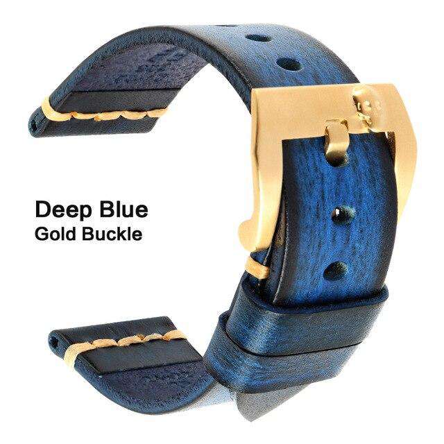 MAIKES Genuine Leather Watch band Vintage Italian Cow Leather Watchband 20mm 22mm 24mm For Longines Tudor Rolex Watch Strap