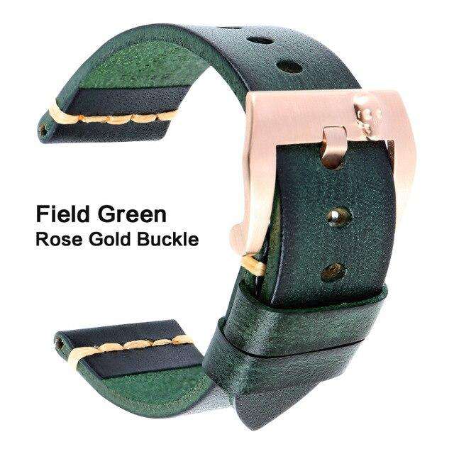 MAIKES Genuine Leather Watch band Vintage Italian Cow Leather Watchband 20mm 22mm 24mm For Longines Tudor Rolex Watch Strap