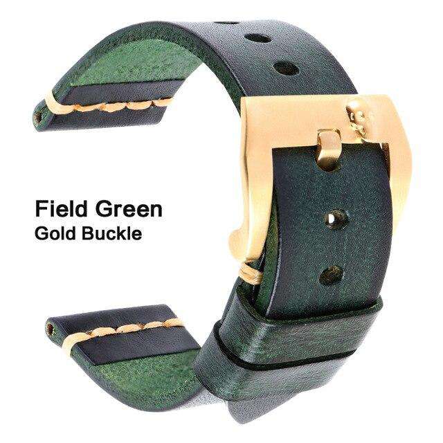 MAIKES Genuine Leather Watch band Vintage Italian Cow Leather Watchband 20mm 22mm 24mm For Longines Tudor Rolex Watch Strap