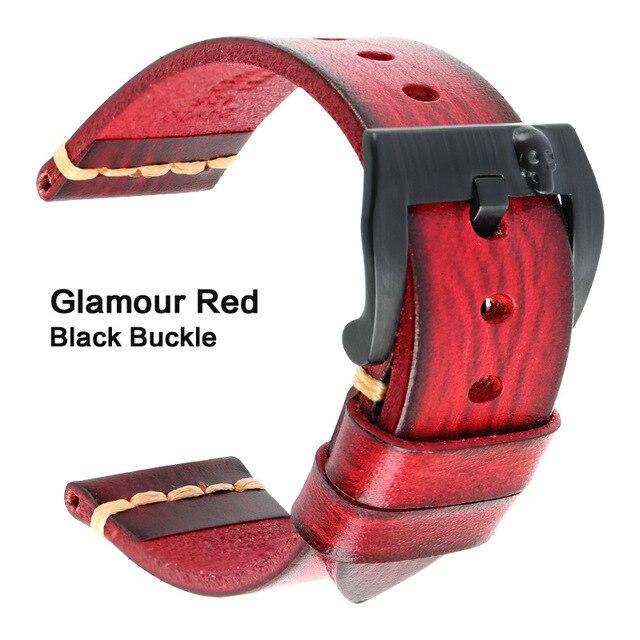 MAIKES Genuine Leather Watch band Vintage Italian Cow Leather Watchband 20mm 22mm 24mm For Longines Tudor Rolex Watch Strap
