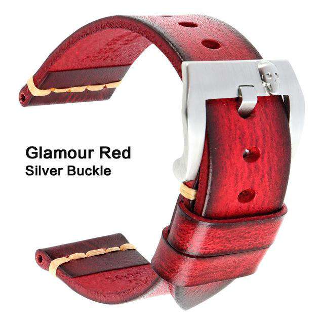 MAIKES Genuine Leather Watch band Vintage Italian Cow Leather Watchband 20mm 22mm 24mm For Longines Tudor Rolex Watch Strap