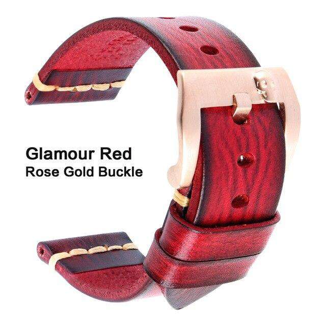MAIKES Genuine Leather Watch band Vintage Italian Cow Leather Watchband 20mm 22mm 24mm For Longines Tudor Rolex Watch Strap