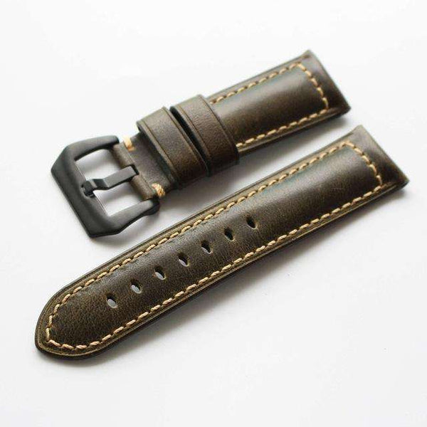 20mm 22mm 24mm 26mm Handmade Italian Brown Vintage Genuine Leather Watch Band Strap for panerai Men Watchband Strap for PAM - Gustobene