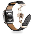 Italian Genuine Leather Watchband for iWatch Apple Watch 5 4 3 2 38mm 40mm 42mm 44mm Steel Butterfly Clasp Band Wrist Strap Belt - Gustobene