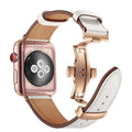 Italian Genuine Leather Watchband for iWatch Apple Watch 5 4 3 2 38mm 40mm 42mm 44mm Steel Butterfly Clasp Band Wrist Strap Belt - Gustobene