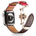 Italian Genuine Leather Watchband for iWatch Apple Watch 5 4 3 2 38mm 40mm 42mm 44mm Steel Butterfly Clasp Band Wrist Strap Belt - Gustobene