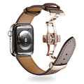 Italian Genuine Leather Watchband for iWatch Apple Watch 5 4 3 2 38mm 40mm 42mm 44mm Steel Butterfly Clasp Band Wrist Strap Belt - Gustobene