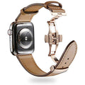 Italian Genuine Leather Watchband for iWatch Apple Watch 5 4 3 2 38mm 40mm 42mm 44mm Steel Butterfly Clasp Band Wrist Strap Belt - Gustobene