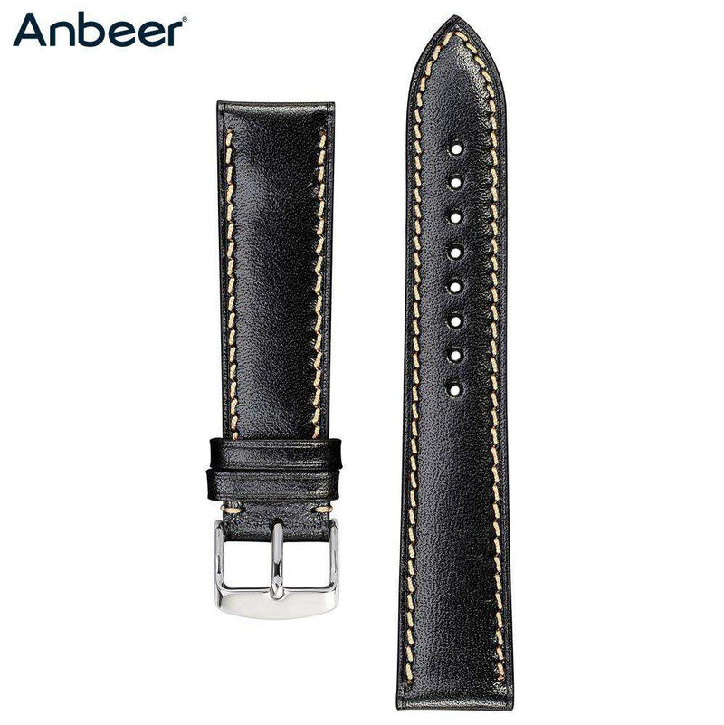 Anbeer Italian Full Grain Leather Watch Strap 18mm 20mm 22mm Men Women Replacement Belt Wrist Bracelet Watch Band - Gustobene