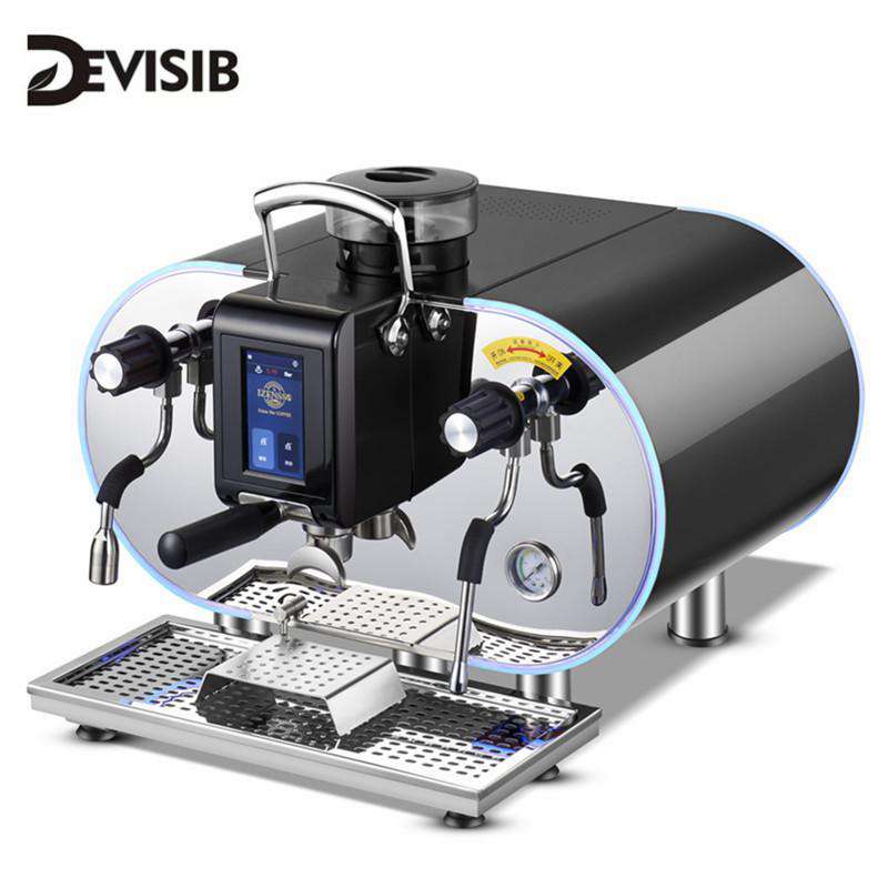 DEVISIB Touch Screen Commercial Automatic Espresso Coffee Machine Americano Maker with Bean Grinder and Milk Steamer - Gustobene