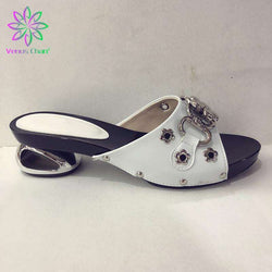 Latest African Women Wedding Shoes High Quality Elegant Italian Women Shoe with Stone High Heels Women Pumps Nigerian Lady Shoe