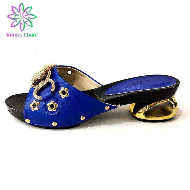 Latest African Women Wedding Shoes High Quality Elegant Italian Women Shoe with Stone High Heels Women Pumps Nigerian Lady Shoe