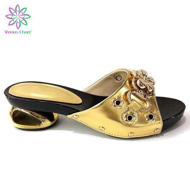 Latest African Women Wedding Shoes High Quality Elegant Italian Women Shoe with Stone High Heels Women Pumps Nigerian Lady Shoe