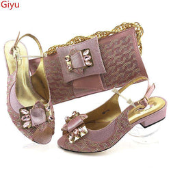 doershow fashion pink Italian Women Matching Shoes and Bag Set Italian Wedding African Shoes And Bag To Match For Party !HAS1-42 - Gustobene