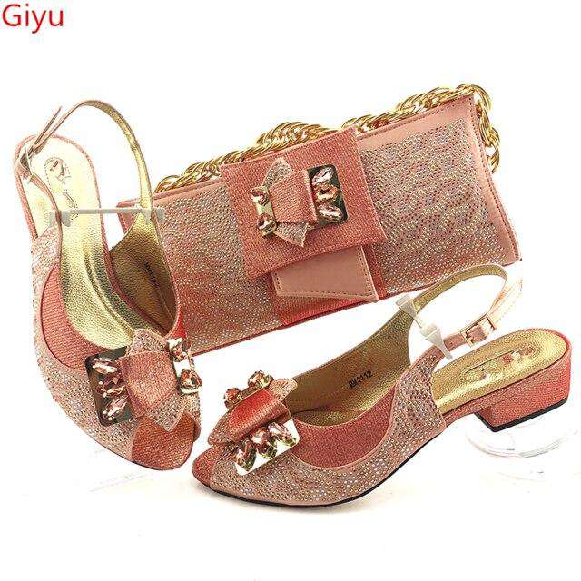 doershow fashion pink Italian Women Matching Shoes and Bag Set Italian Wedding African Shoes And Bag To Match For Party !HAS1-42 - Gustobene