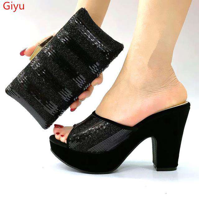 doershow good price African Wedding Shoes and Bag Set Italian Shoes with Matching Bags Nigerian Women party! SLK1-11 - Gustobene