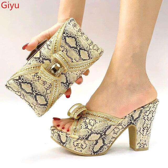 doershow good price African Wedding Shoes and Bag Set Italian Shoes with Matching Bags Nigerian Women party! SLK1-11 - Gustobene