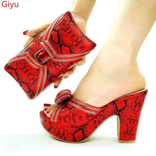 doershow good price African Wedding Shoes and Bag Set Italian Shoes with Matching Bags Nigerian Women party! SLK1-11 - Gustobene