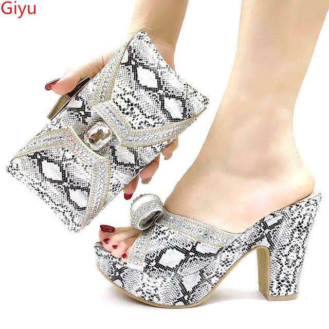 doershow good price African Wedding Shoes and Bag Set Italian Shoes with Matching Bags Nigerian Women party! SLK1-11 - Gustobene