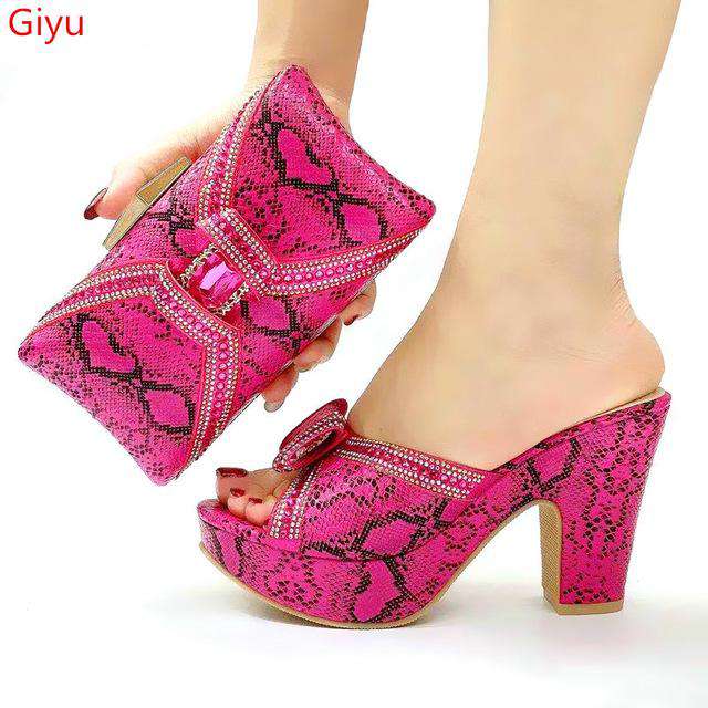doershow good price African Wedding Shoes and Bag Set Italian Shoes with Matching Bags Nigerian Women party! SLK1-11 - Gustobene