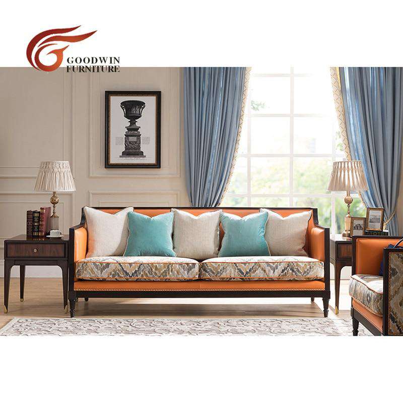 Liriodendron wood furniture living room luxury sofa italian WA371