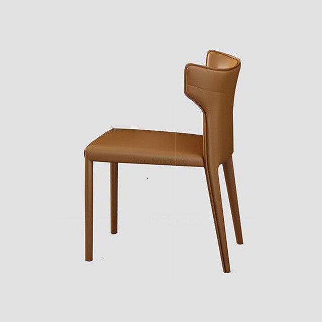 Dining chair simple Italian minimalist leather  North European small family  designer Hong Kong Style Restaurant Hotel - Gustobene