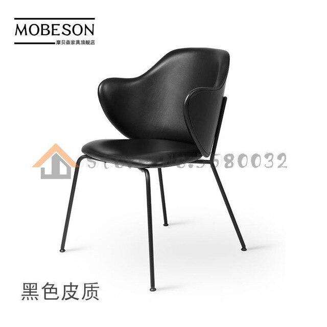 Italian minimalist wrought iron chair simple home backrest armrest dining  living room study bedroom lounge - Gustobene