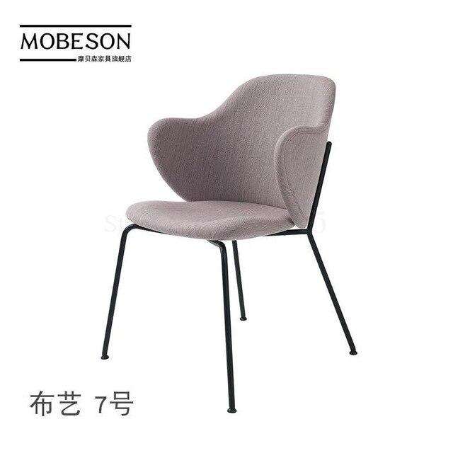 Italian minimalist wrought iron chair simple home backrest armrest dining  living room study bedroom lounge - Gustobene