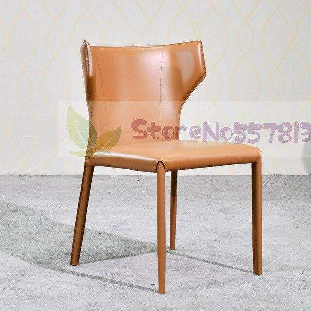 Italian dining chair Nordic style post modern minimalist light luxury home net red all-inclusive leather art restaurant designer - Gustobene