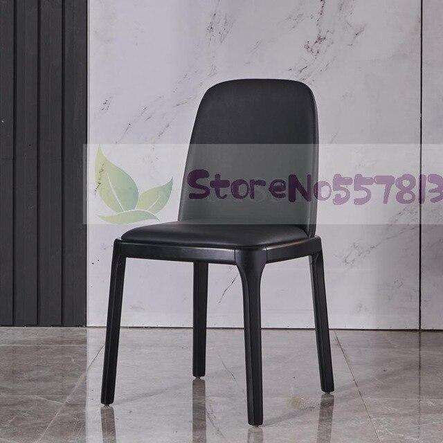 Light luxury dining chair simple modern net red back leather  Nordic Italian hotel solid wood restaurant tables and s