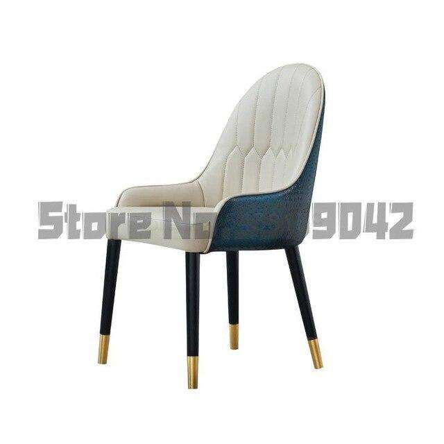 Nordic solid wood dining chair Italian designer leather back restaurant chair post modern light luxury dining chair combination